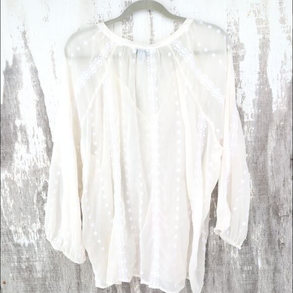 Old Navy Fairy Delicate Romantic Sheer Top Women's XXL Ivory Embroidered - Picture 4 of 8
